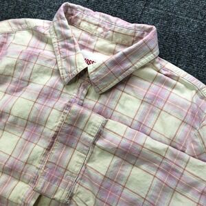 Mossimo Supply Co. Flannel Shirt Womens L Pink Plaid Long Sleeve Button Down